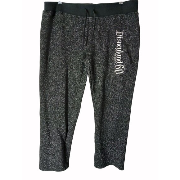 Disneyland 60th Resort Womens Sparkle Lounge Pants Black Silver Size L Jogger - Picture 2 of 9